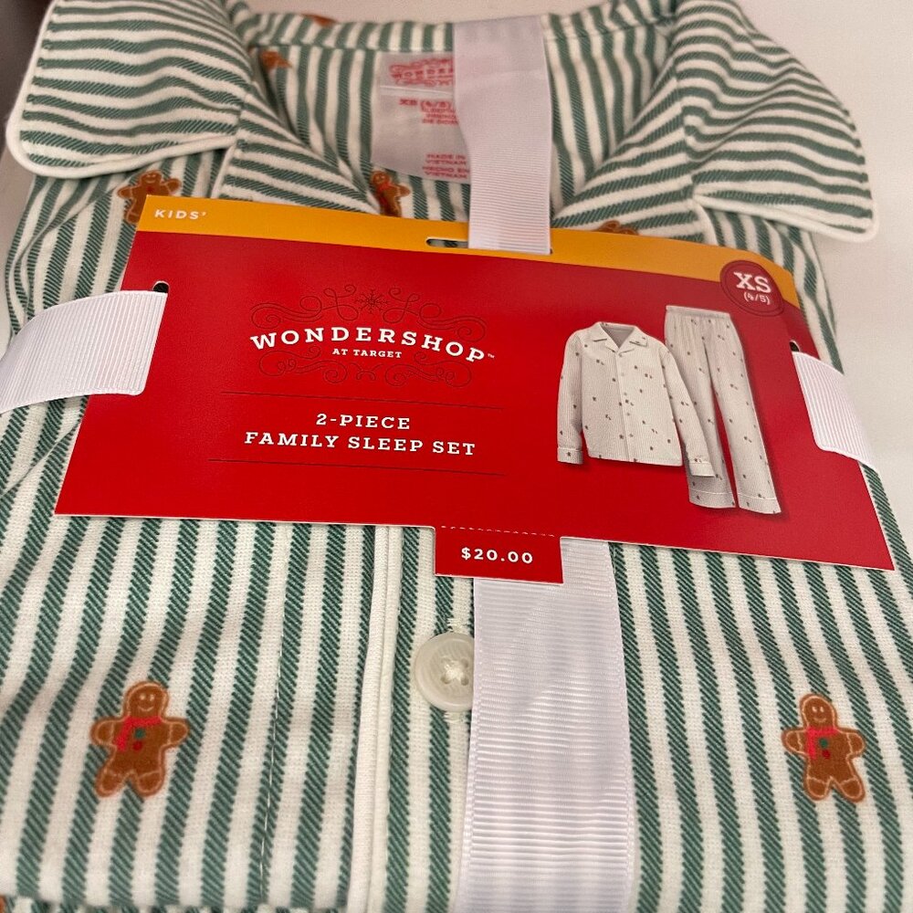 Kids' Gingerbread Striped Long Sleeve Shirt and Pants PJ Set - Size: Youth Large
